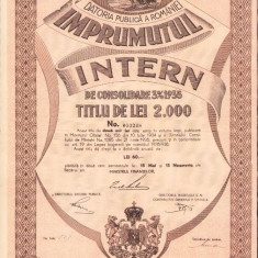 HST PM111 Împrumutul intern de consolidare 1935 titlu de 2000 lei