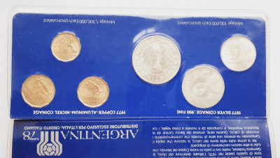 M01 Argentina set monetarie 6 monede 1977 1000 2000 3000 Pesos argint foto