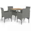 VidaXL Set mobilier de grădină, 5 piese, gri, poliratan și lemn acacia 3058323