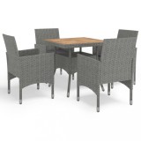 VidaXL Set mobilier de grădină, 5 piese, gri, poliratan și lemn acacia 3058323
