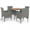 vidaXL Set mobilier de grădină, 5 piese, gri, poliratan și lemn acacia 3058323