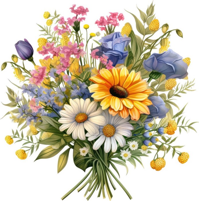 Sticker decorativ, Flori Salbatice, Galben, 60 cm, 1319STK-1