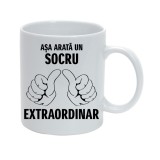 Cana alba personalizata &quot;Asa arata un socru extraordinar&quot;, INOVATIX&reg;. 330ml