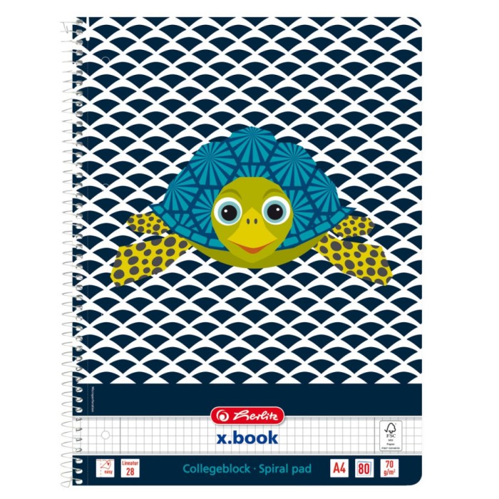 Caiet a4 80f spirala patratele cute animals motiv turtle