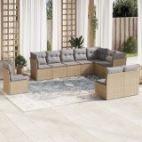 VidaXL Set canapele de grădină cu perne, 10 piese, bej, poliratan 3217799