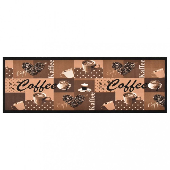 vidaXL Covoraș bucătărie, lavabil, maro model cafea, 60x180 cm