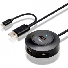 Hub USB AXAGON 4x USB2.0 + Micro USB OTG Negru foto