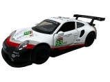 Macheta Porsche RSR Racing 1:32 replica metal lumini si sunete usi deschise alb rosu