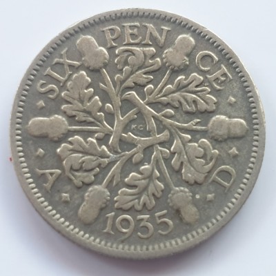 Anglia 3 pence 1935 argint foto