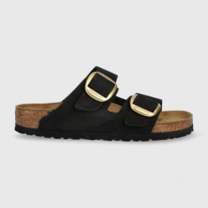 Birkenstock papuci din piele ARIZONA BIG BUCKLE femei, culoarea negru, 1023239