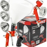 Cumpara ieftin Pistol pneumatic pentru tencuit și zugrăvit VERKE 5L cu cot unghiular, duze 4/6/8 mm și alimentare gravitațională