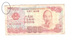 Bancnota Vietnam 500 dong 1988, circulata, uzata