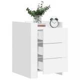 Noptiera Gossi alba, 45x50x65 cm, lemn prelucrat, 3 sertare. Design elegant, spatiu depozitare, usor de curatat, blat stabil 50kg