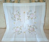 Fata de masa Vintage din bumbac cu broderie manuala floral-FILDES