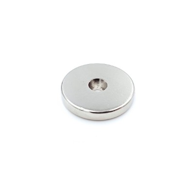 Magnet neodim 25x5 mm, gaura de 5 mm cu sanfren, disc, N35 foto