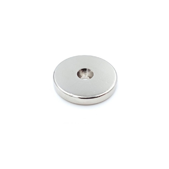 Magnet neodim 25x5 mm, gaura de 5 mm cu sanfren, disc, N35