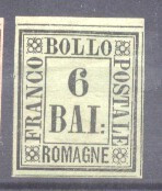 Italy Romagna 1859 Definitives Drawing numbers 6Baj Mi.7 MH AM.343