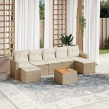 vidaXL Set canapele de grădină, 8 piese, cu perne, bej, poliratan