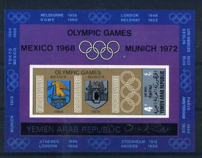 Yemen 1968 Sport, Olympics, imperf. sheet, MNH S.193 foto