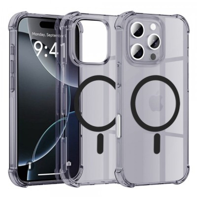 Husa MagSafe pentru Apple iPhone 16 Pro Max, Techsuit, Shockproof Clear, Neagra foto