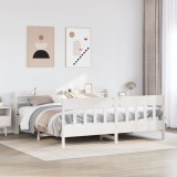 Cumpara ieftin Cadru de pat fără saltea, alb, 200x200 cm, lemn masiv pin