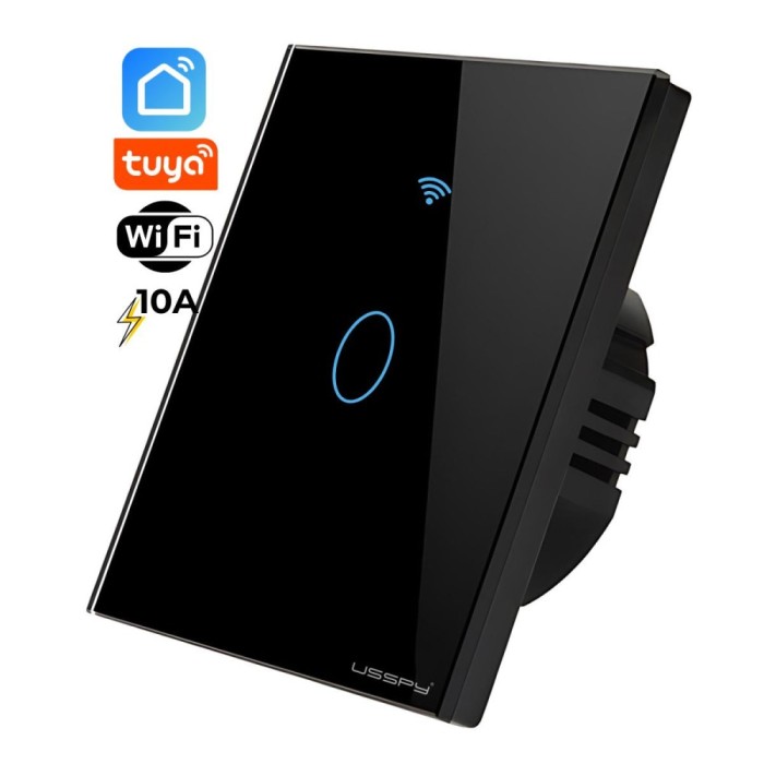 Intrerupator inteligent cu touch, Wifi, 1 canal, 10A, Negru