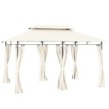 Outsunny Pavilion de Grădină cu Acoperiș Dublu, 397x297x265 cm, Alb Crem | Aosom Romania