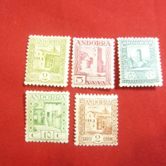 Set Serii uzuale 1929-1937 5 val. Andorra Spaniola, 5 val. sarniera