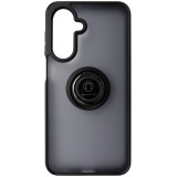 Husa spate cu inel si stand, plastic fumuriu transparent si TPU negru, pentru Samsung Galaxy A17 4G, 5G, M17, F17