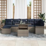 vidaXL Set de canapele pentru grădină cu pernă 8 pcs Gri Poli Rattan 3357068