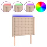 Cumpara ieftin Tablie de pat cu LED, cappuccino, 103x16x118/128 cm, piele eco