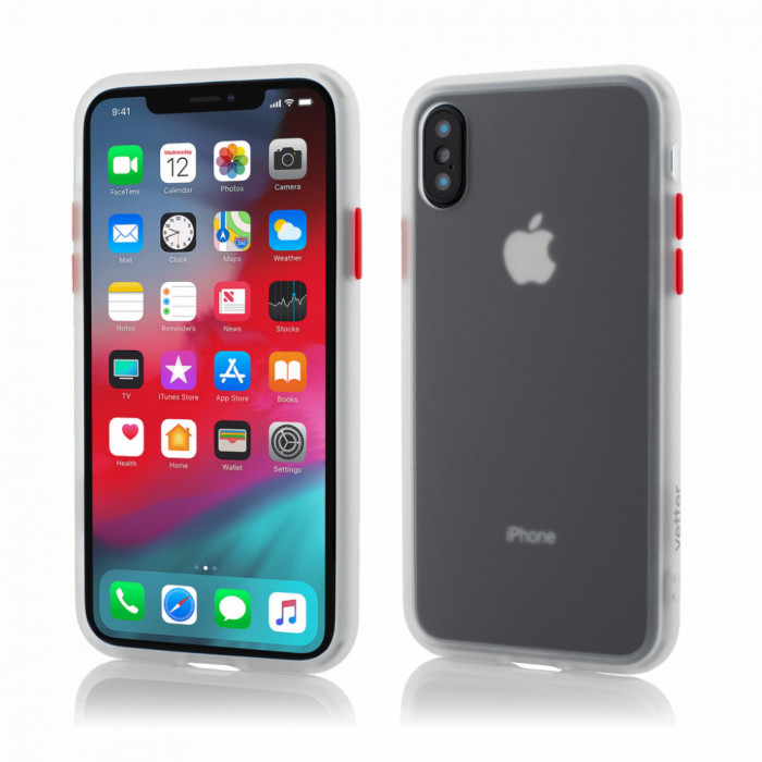 Husa Vetter pentru iPhone Xs Max, Clip-On Hybrid Protection, Shockproof Soft Edge and Rigid Matte Back Cover, Transparent
