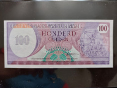 Bancnota 100 gulden 1985 Surinam foto