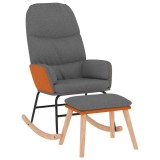 Cumpara ieftin Scaun balansoar cu taburet, gri deschis, textil