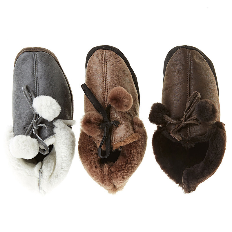 Papuci de casa femei, piele si blana naturala, botosei caldurosi | arhiva  Okazii.ro