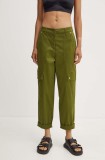 MICHAEL Michael Kors pantaloni femei, culoarea verde, drept, high waist