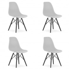 Set 4 scaune stil scandinav, Artool, Osaka, PP, lemn, gri si negru, 46x54x81 cm