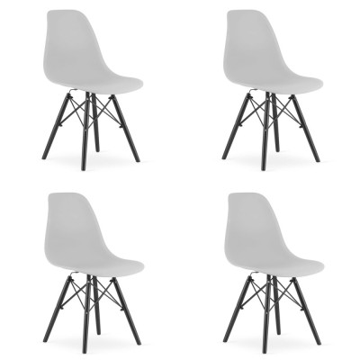 Set 4 scaune stil scandinav, Artool, Osaka, PP, lemn, gri si negru, 46x54x81 cm foto