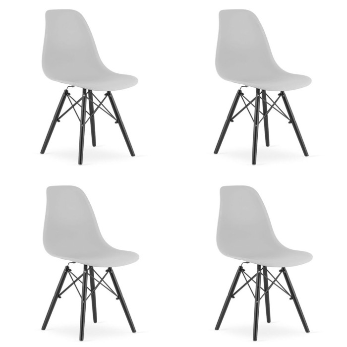Set 4 scaune stil scandinav, Artool, Osaka, PP, lemn, gri si negru, 46x54x81 cm