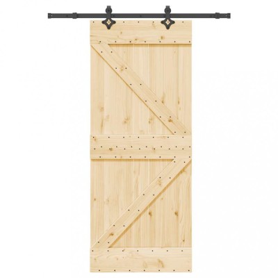 vidaXL Ușă glisantă cu set de feronerie 85x210 cm, lemn masiv de pin foto