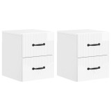 vidaXL Dulap de noapte suspendat cu sertar 2 pcs Alb foarte lucios 898984
