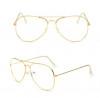 Ochelari gold fantezie lentila transparenta unisex, Aviator