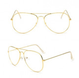 Ochelari gold fantezie lentila transparenta unisex, Aviator