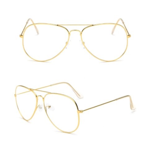 Ochelari gold fantezie lentila transparenta unisex