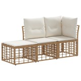 vidaXL Set de canapele de exterior cu pernă 3 pcs natural Poliester 3437442