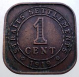 J.328 STRAITS SETTLEMENTS GEORGE V 1 CENT 1919, Asia, Bronz