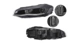 Set faruri Vw Polo, 09.20, montare fata, stanga+dreapta, indicator dinamic; Tip= OE Look; H7+LED; electric; rama neagra, negru reflector, rama