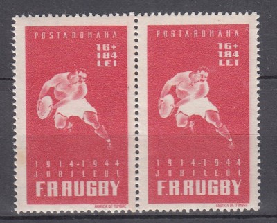 ROMANIA 1944 LP 164 - 30 DE ANI FEDERATIA ROMANA RUGBY PERECHE MNH foto