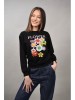 Hanorac Dama Bumbac Margarete Bianza Negru M/L (XS/S) Floral Modern Confortabil