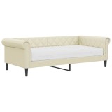 Cumpara ieftin Pat de zi cu saltea, crem, 90x200 cm, piele ecologica